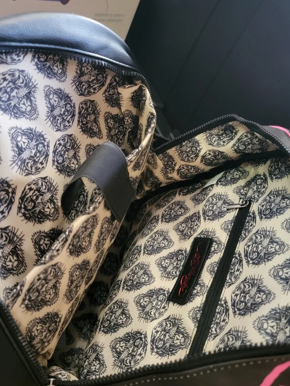 Ed Hardy Pink Tattoo-Print Backpack with Black Trim New